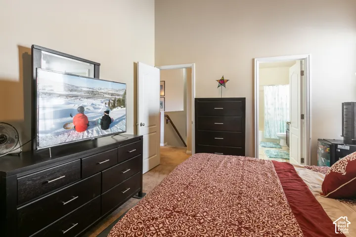 White interior doors, light-colored wall paint, and carpet flooring