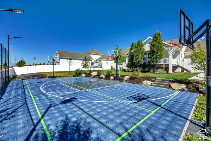 Multi-sports court with exterior lighting