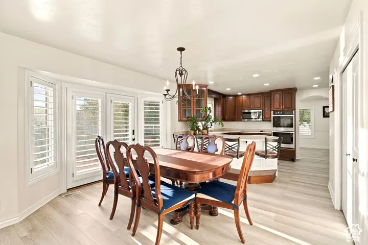 Bay window with plantation shutters and French door access