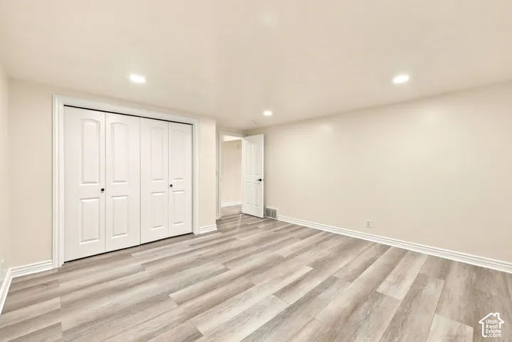 Recessed lighting and light-toned walls