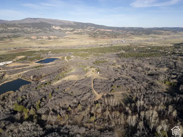 Expansive acreage featuring multiple bodies of water, mature trees, and mountainous terrain