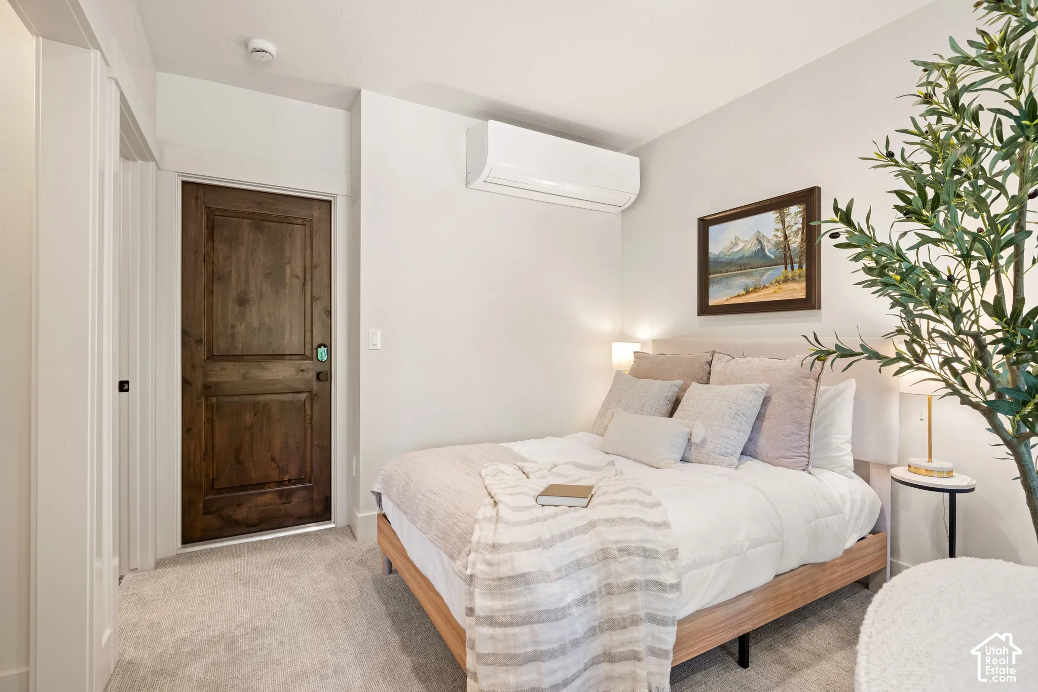 Panel door with dark wood finish