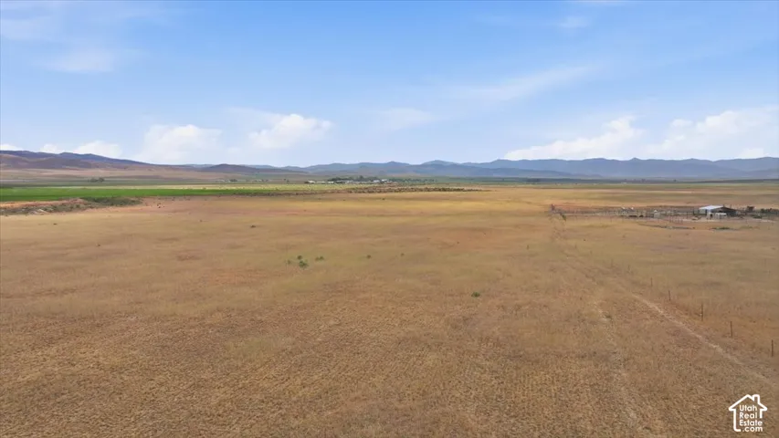Expansive open land with distant mountains and a clear sky