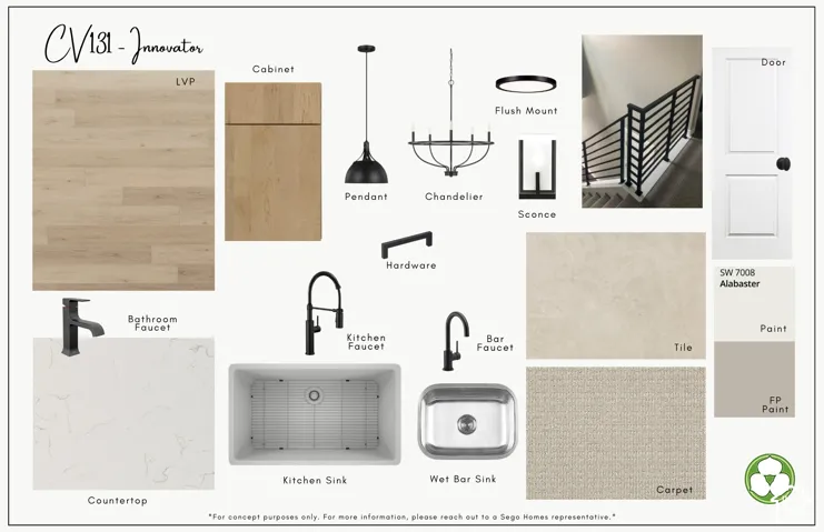 Design Board. Presenting material and fixture selections for the property