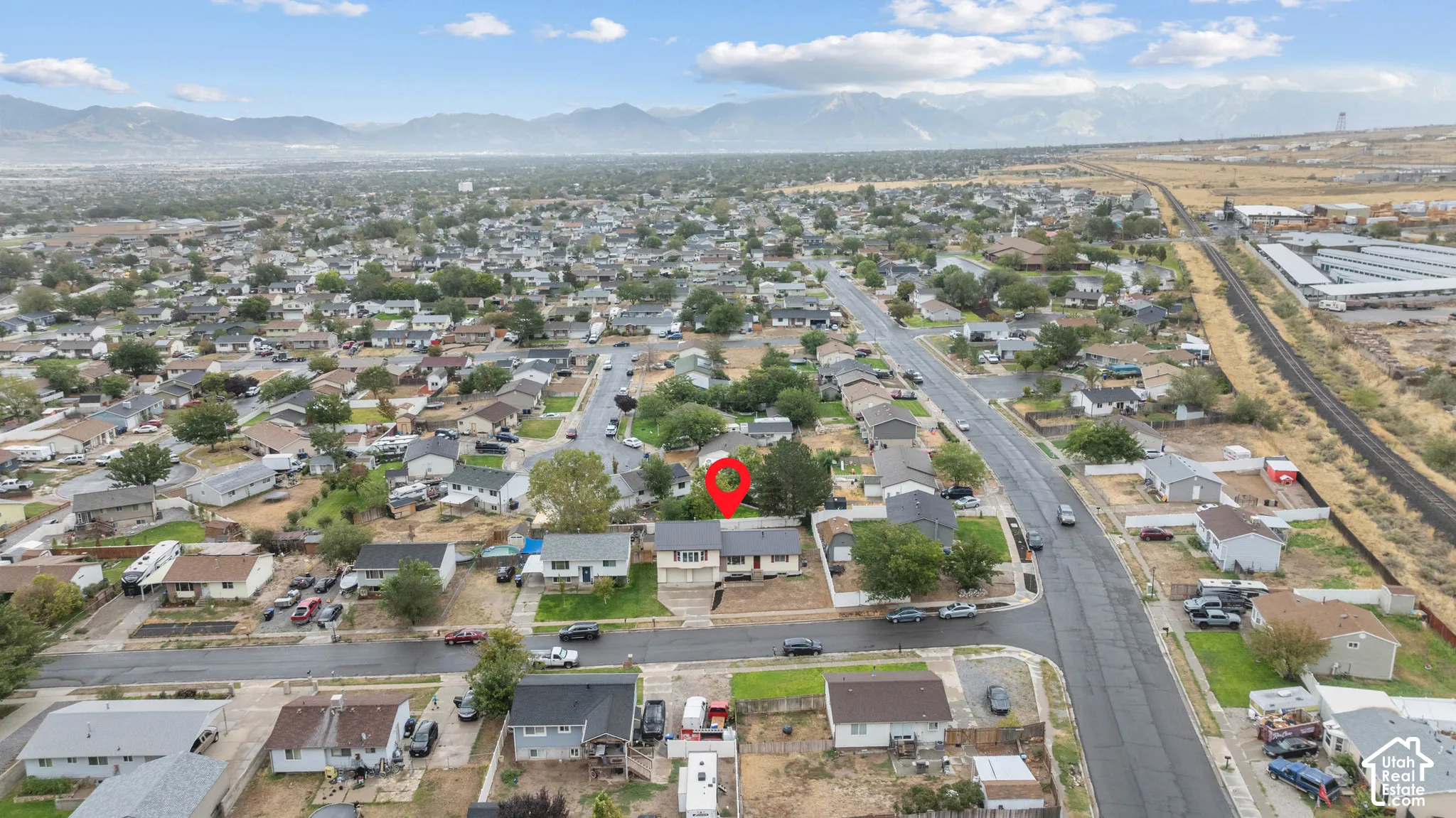 Residential neighborhood with expansive distant mountains
