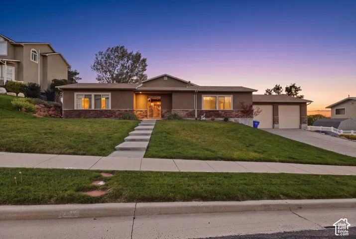 Stucco exterior with stone accent detailing