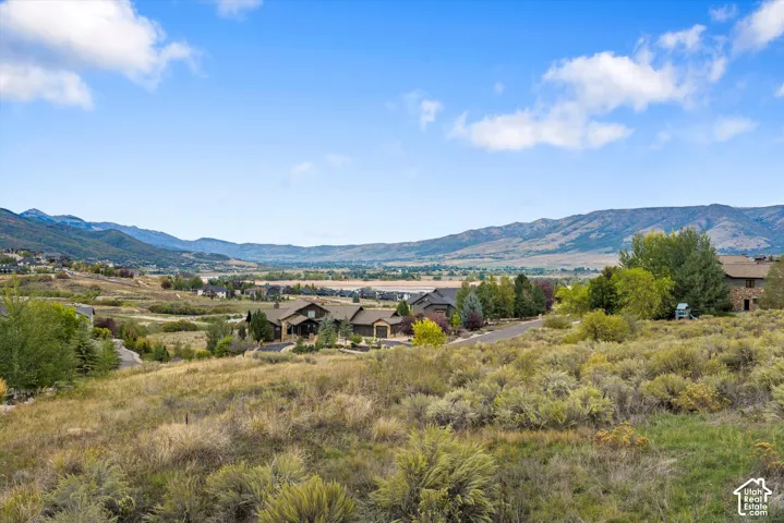Expansive natural landscape with distant mountain ranges and scattered residential properties