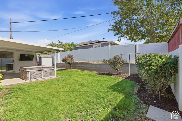 Automatic sprinkler system and minimum yard work in this backyard.