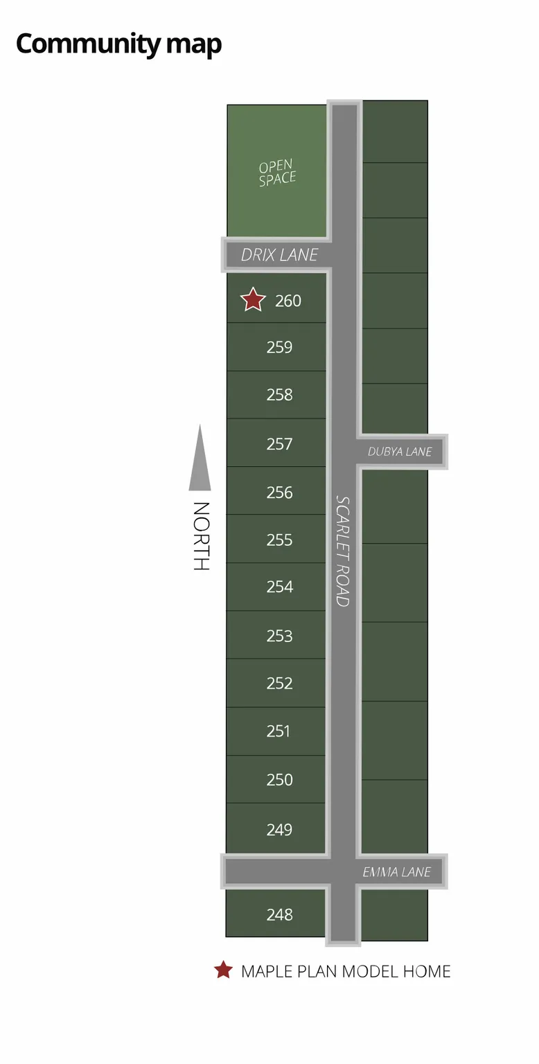 Community Site Map. Illustrating the plot layout and the specific location of the property within the development