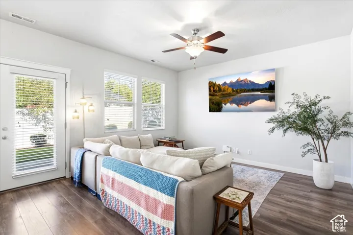 Wood-finish flooring throughout