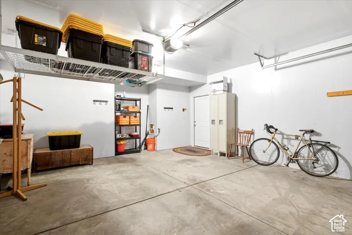 Concrete flooring with overhead wire storage racks