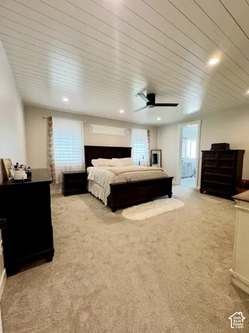 White shiplap ceiling with recessed lighting