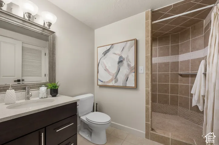 Vanity with integrated sink and chrome faucet