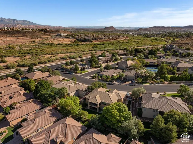 Residential neighborhood with mature landscaping and tile-roofed homes