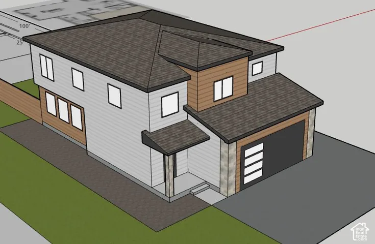Architectural Rendering. Illustrating the exterior design of the property, including its structural elements and material finishes