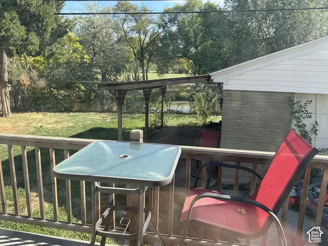 deck overlooking backyard