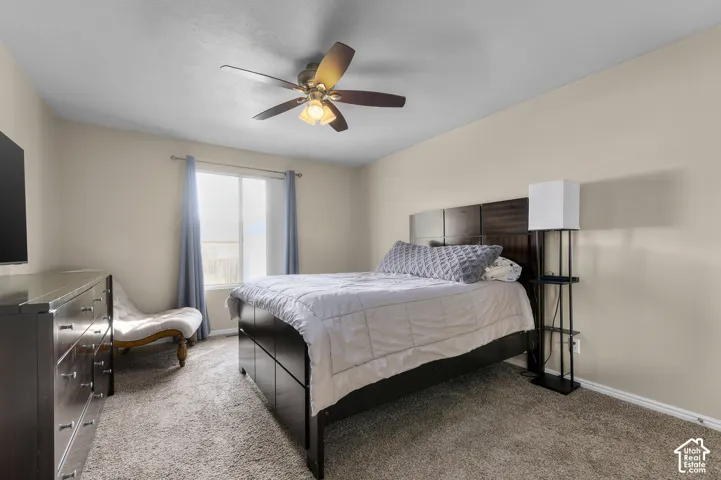 Neutral-toned walls complement plush carpeting