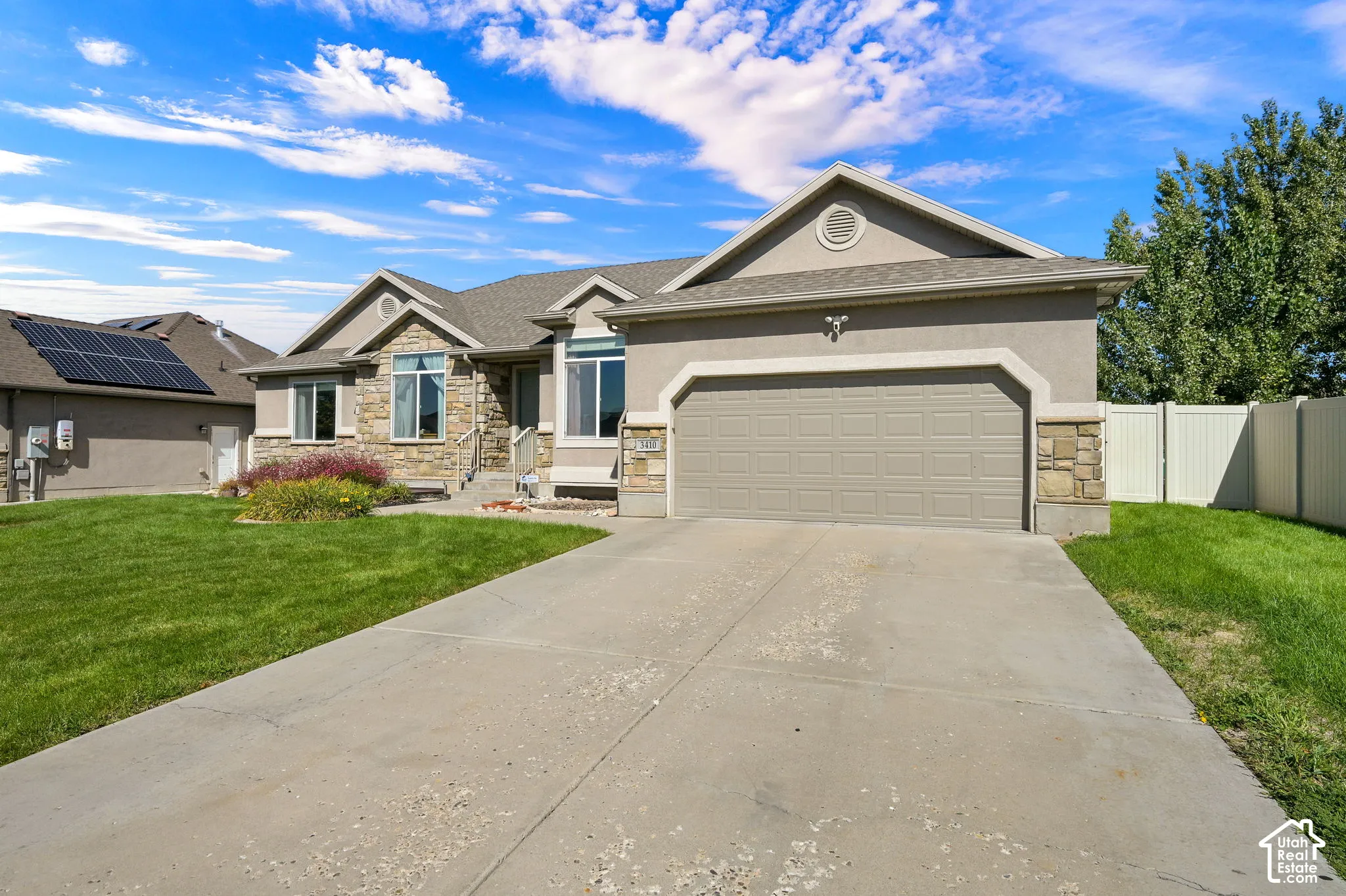 Stucco exterior with stone accents
