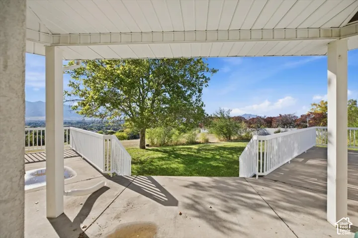 Covered patio with durable concrete flooring
