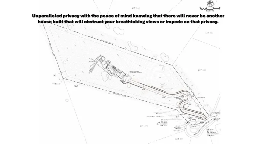 Site Plan. Depicting the proposed layout of the property with a house, driveway, and lot boundaries