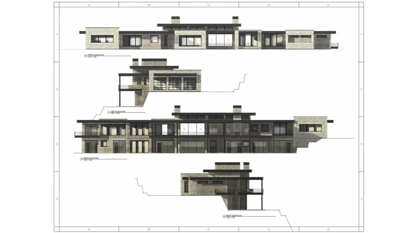 Architectural Blueprint. Presenting various elevations of the property