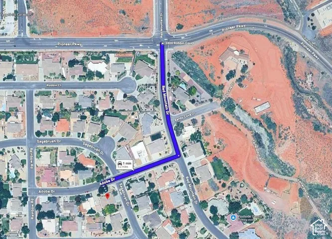 Map. Displaying a route to the property within a residential area