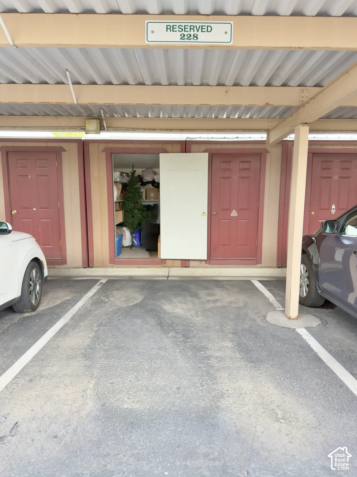 Storage closet at the back of your covered parking space