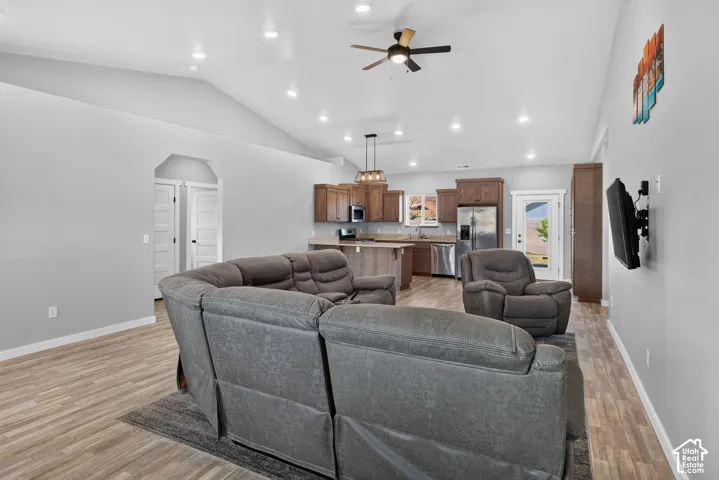 Vaulted ceilings with recessed lighting