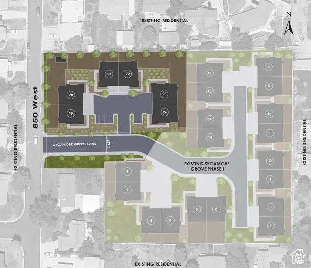 Site Plan. Illustrating the layout of the property, identifying individual units and access points