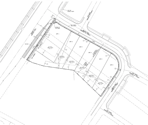 Plat Map. Illustrating the division of a land parcel into lots, including measurements and easements