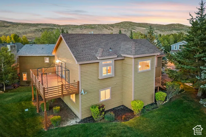 Expansive wooden deck with a metal railing system