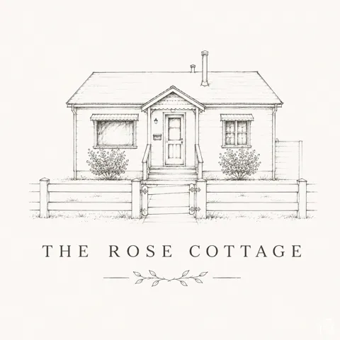 Real Estate Logo. Illustrative representation of a single-family residential structure with associated landscaping