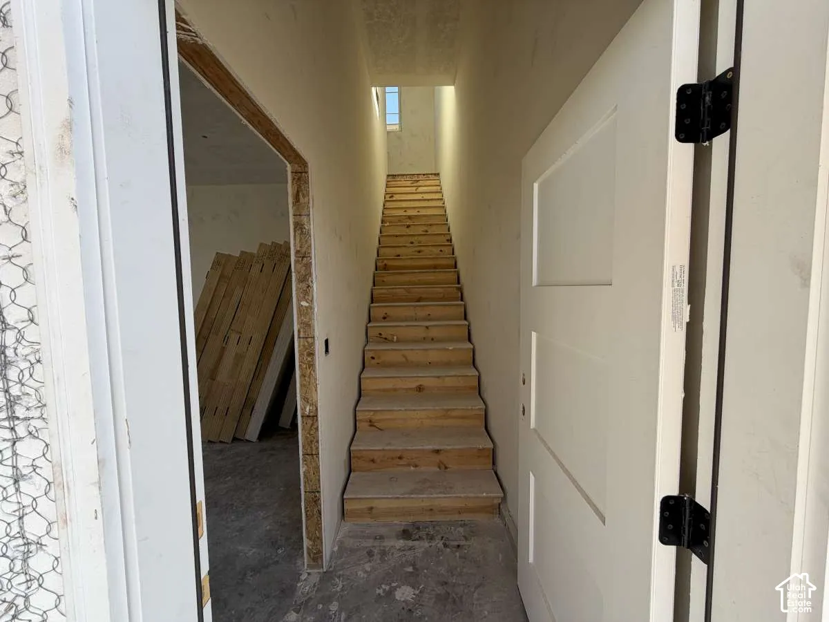 Unfinished wooden staircase
