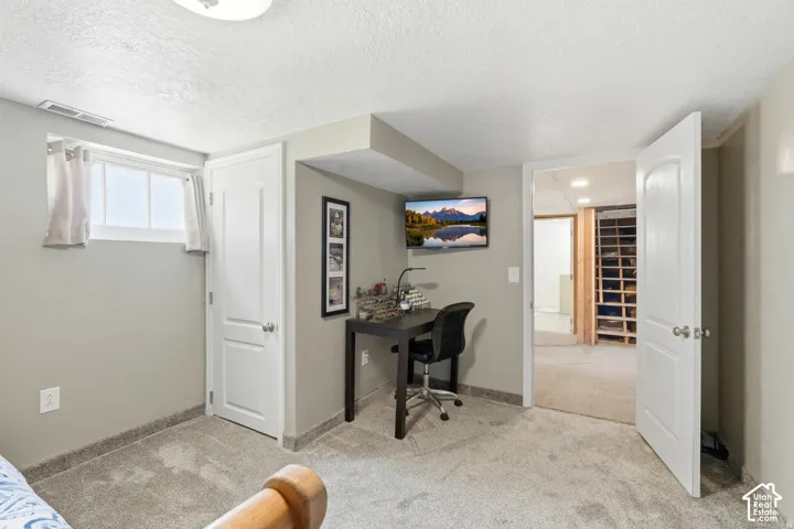 Soft gray carpeting throughout