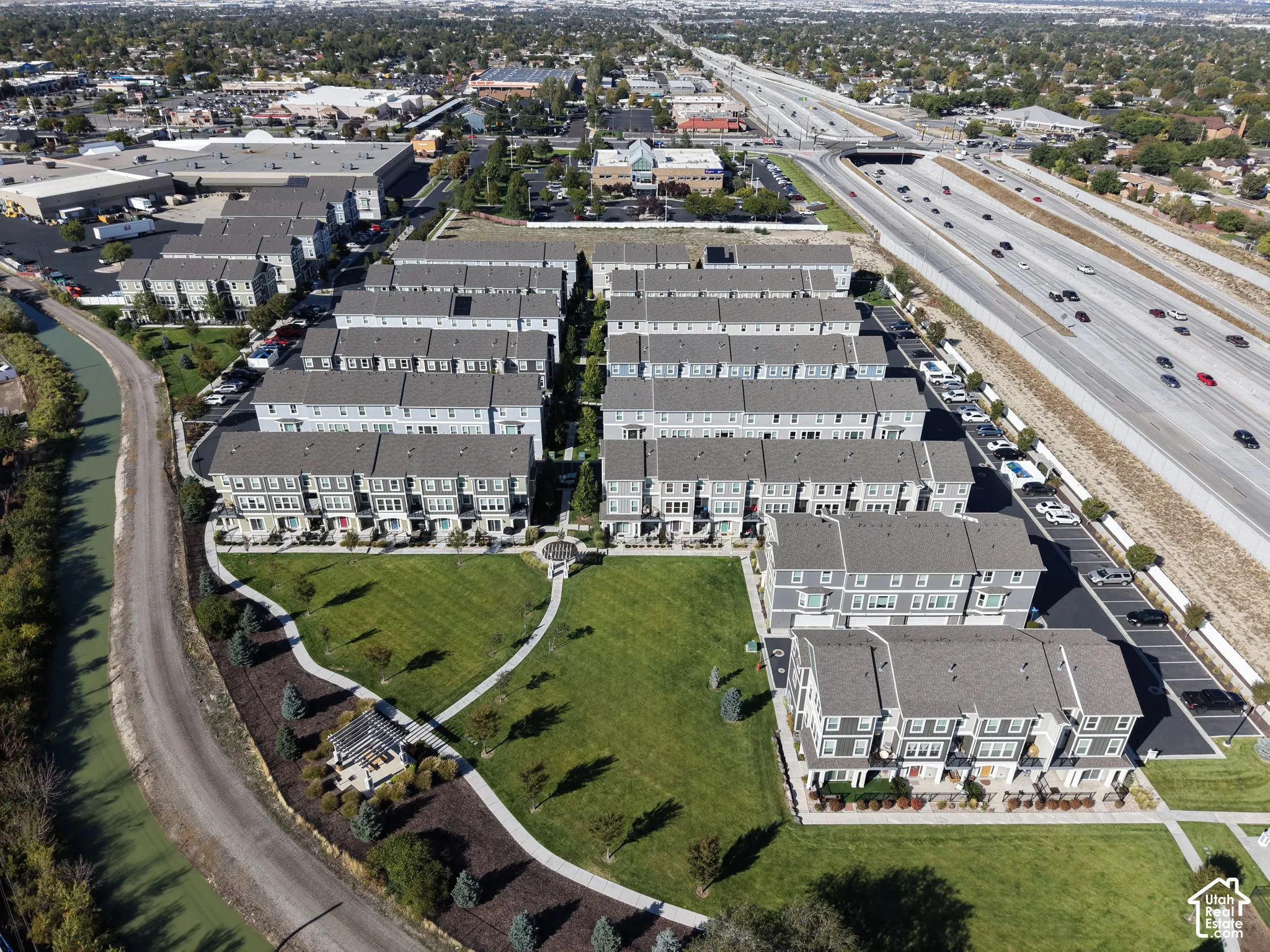 Townhome community featuring multi-level residences with attached garages