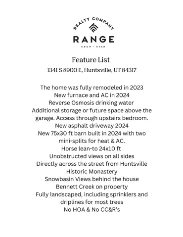 Feature List. Itemizing property characteristics and amenities at the specified address