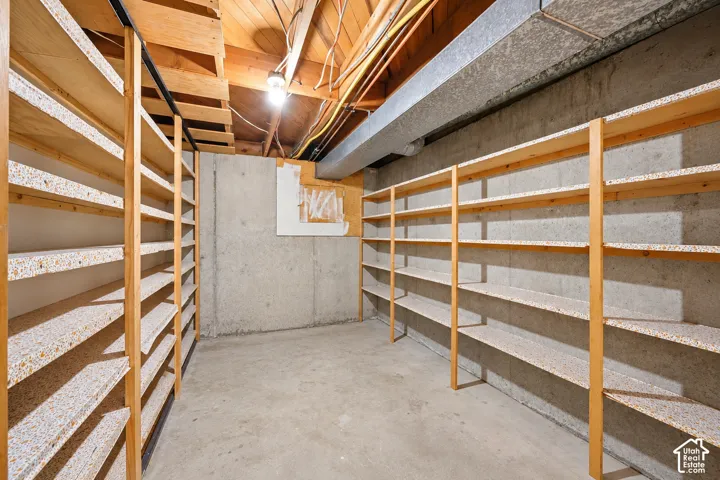 Extensive built-in shelving providing ample storage space