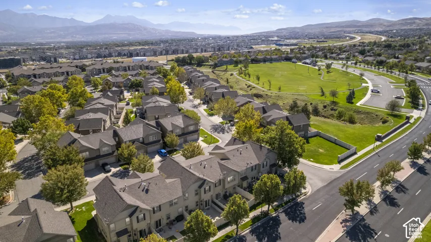 Residential community with varied rooflines and established trees