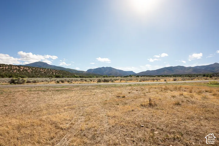 Expansive open land with a distant mountain range backdrop