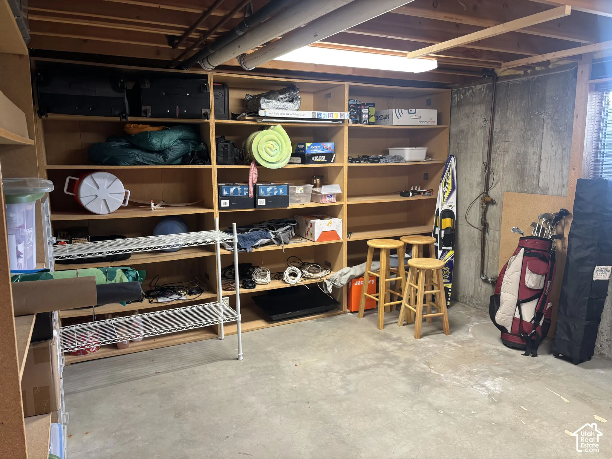 Concrete flooring and exposed ceiling joists