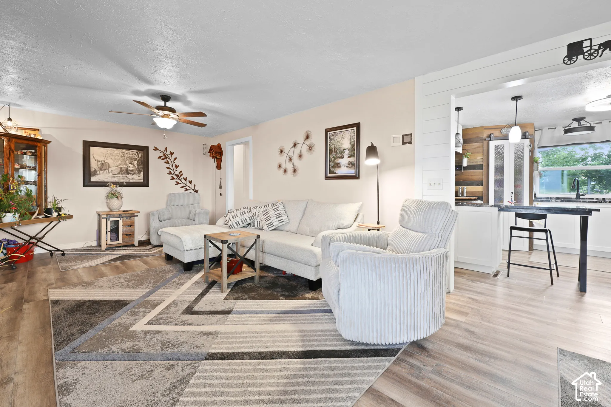 Wood-finish flooring throughout