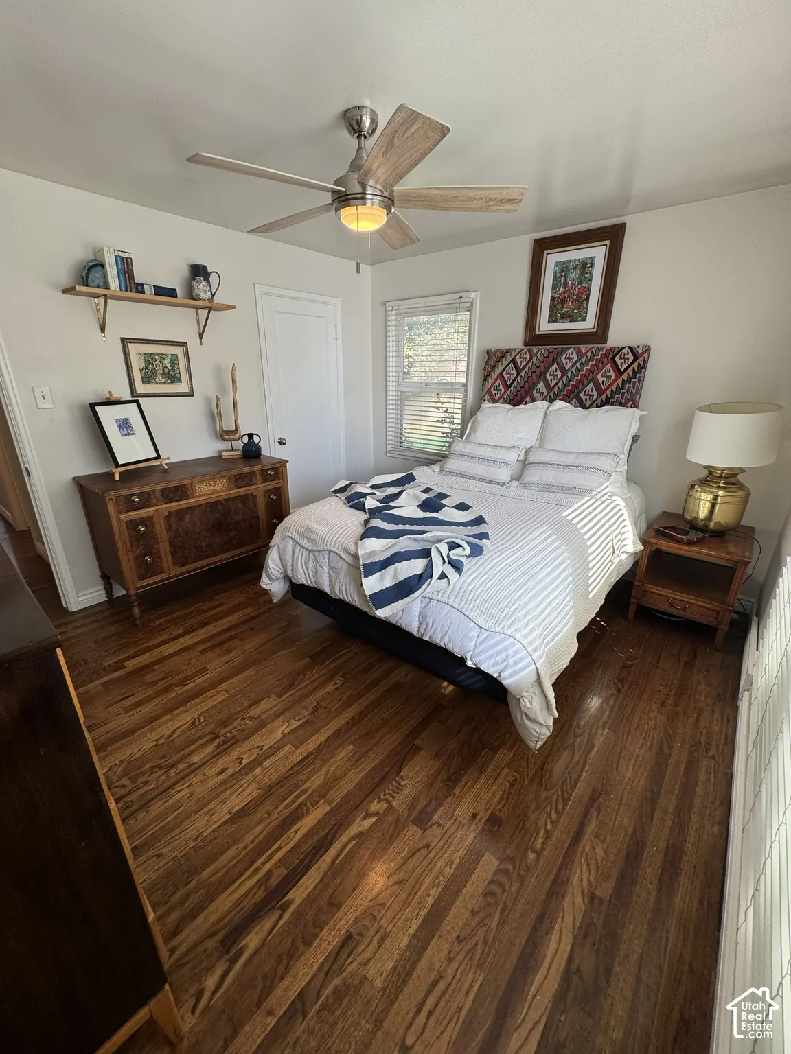 Primary bedroom, original hardwood floors