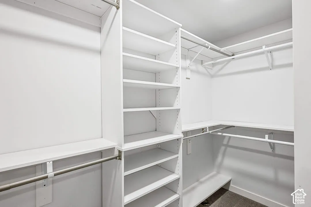 Walk-in closet with custom closet system - Basement
