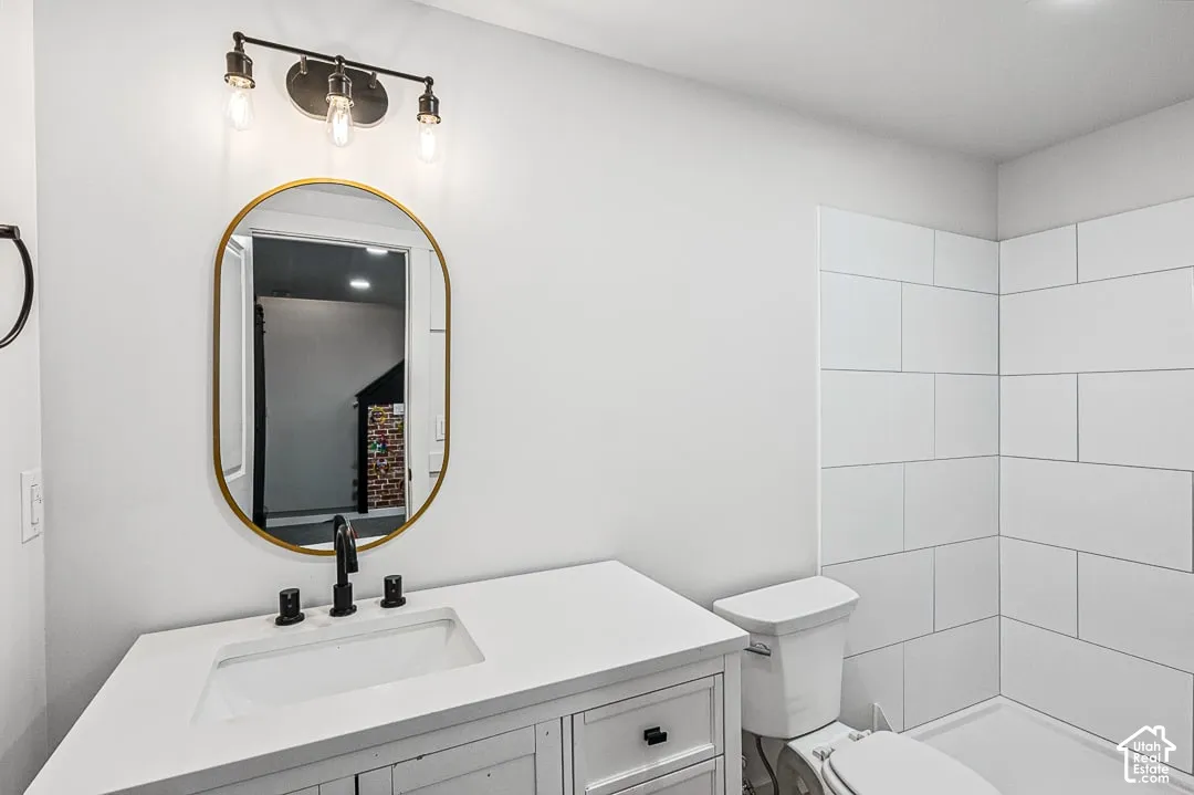 3/4 Bathroom with newer shower tile - Basement