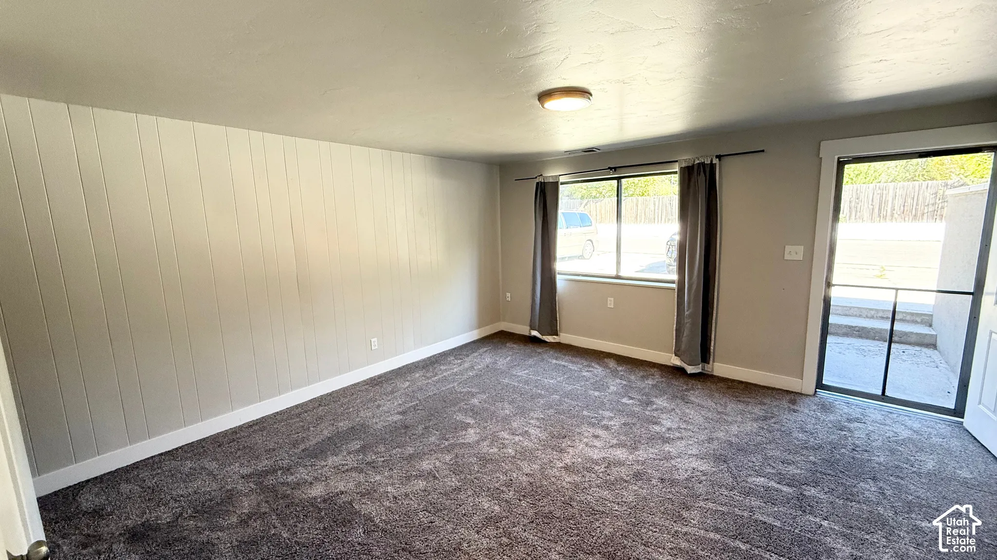 Textured carpeting with a neutral color palette