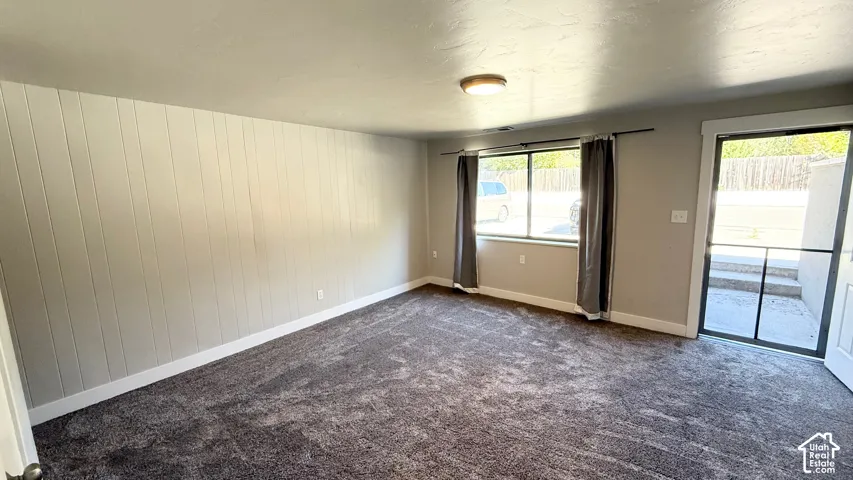 Textured carpeting with a neutral color palette