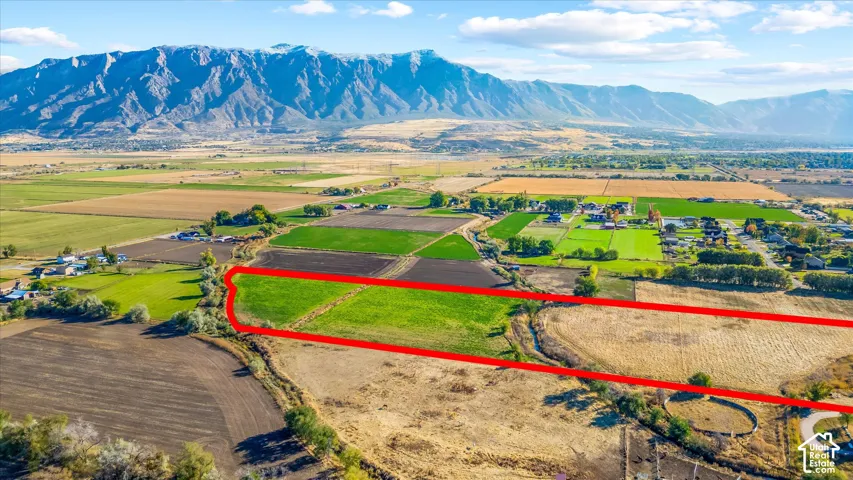 Expansive agricultural acreage with mountain scenery