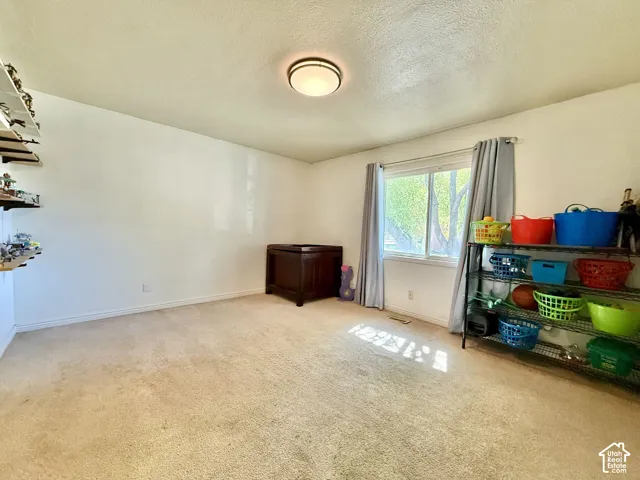 Large bedroom #1, Recessed lighting, light-colored carpeting, and a window with natural light