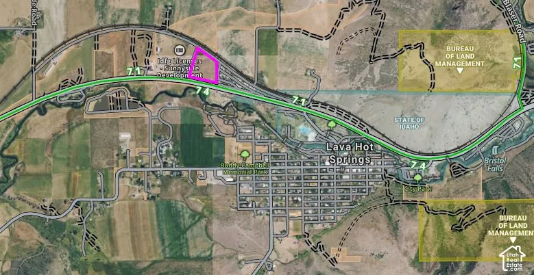 Property Map, Lava Hot Springs. Indicating the location of the property within the broader geographical area