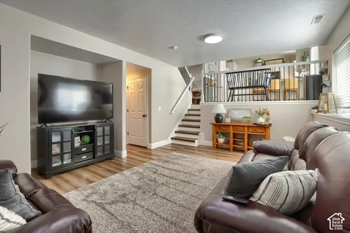 Wood-finish flooring throughout the main level